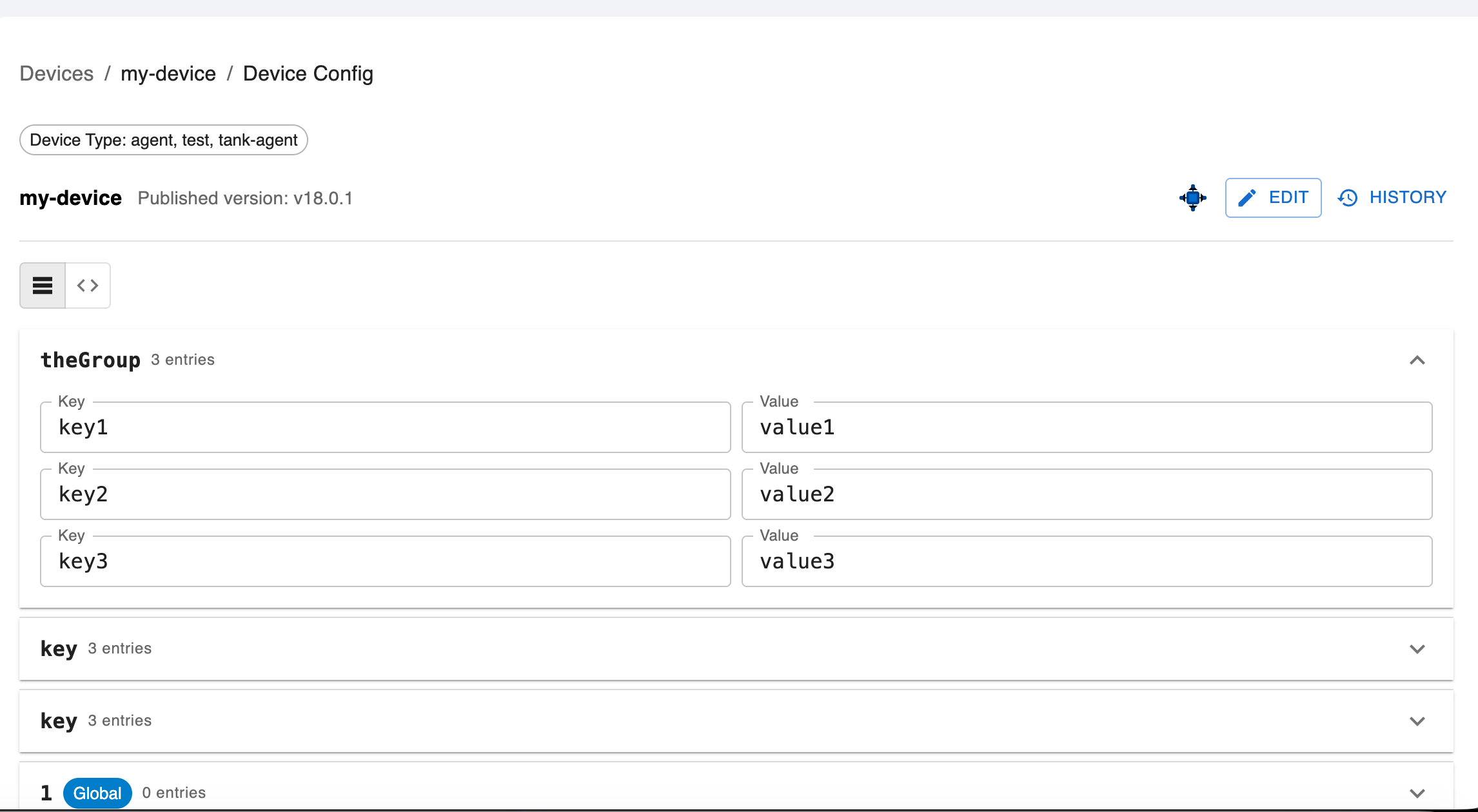 Screenshot: Config page with Create Draft button
