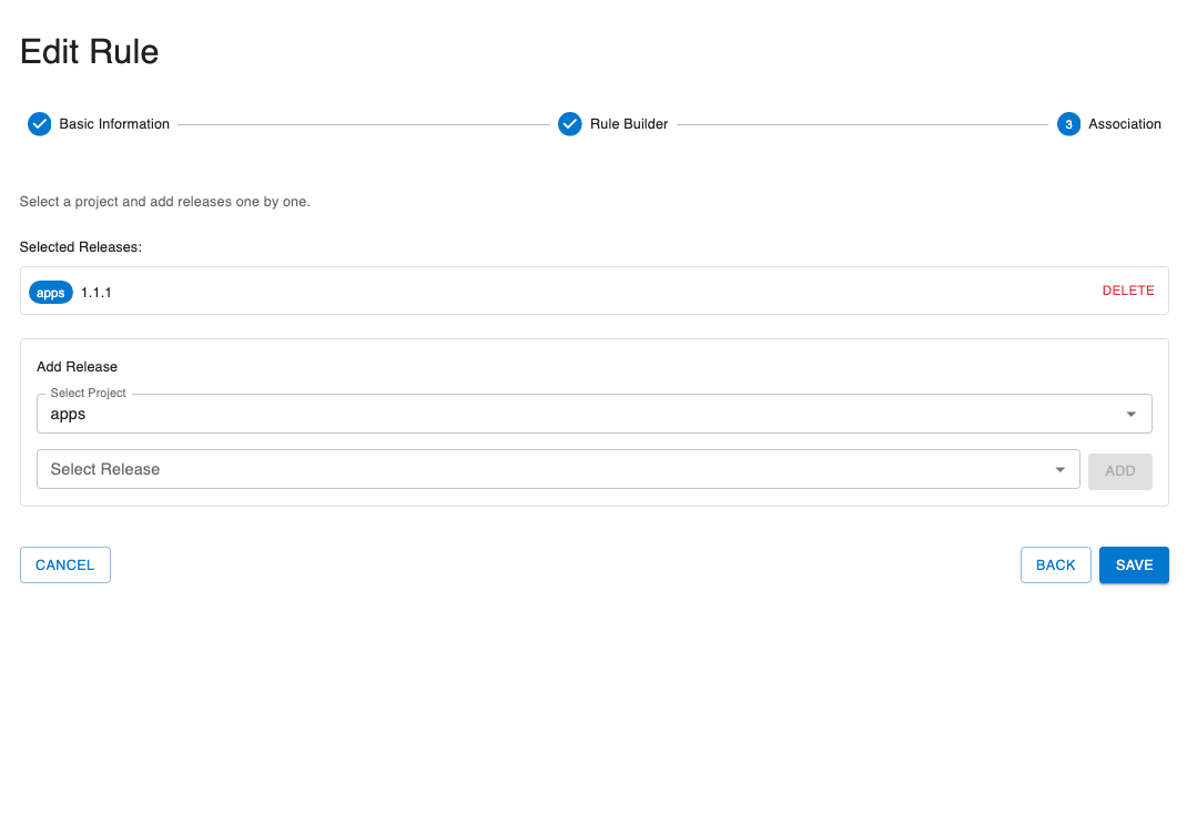 Step 3 - Release association interface for policies